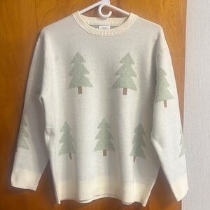 Women's Cream Tree Pattern Sweater